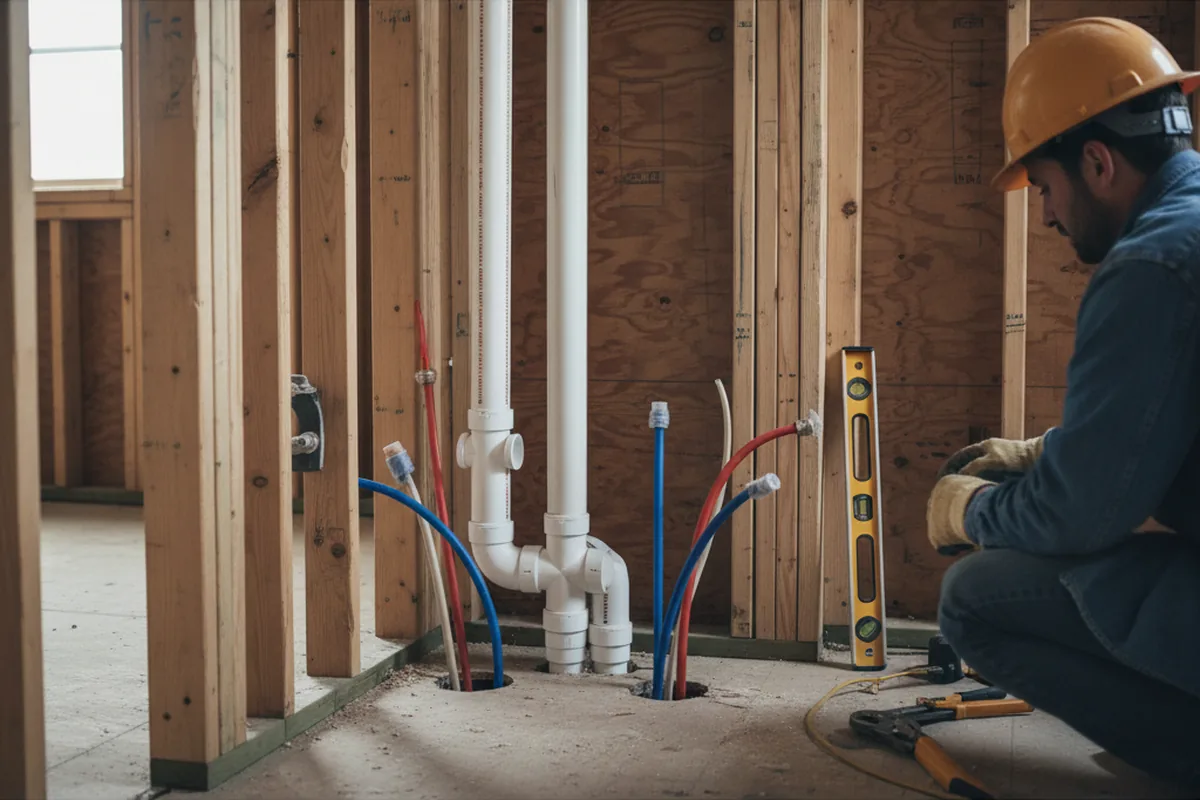 Drain and supply rough-in during Toilet Repair and Installation in Plainfield
